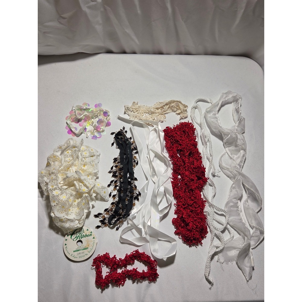Vintage Lace Ribbon Trim Lot Antique Sewing Crafting Supplies Multi Color Mixed
